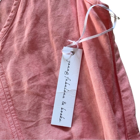 YOUNG, FABULOUS, & BROKE *NWT* Coral Linen Blend Jumpsuit - Size XS - Picture 4 of 6
